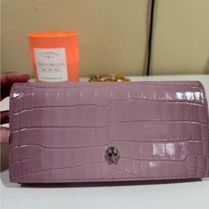 Pink Crocodile Embossed Women's Clutch
